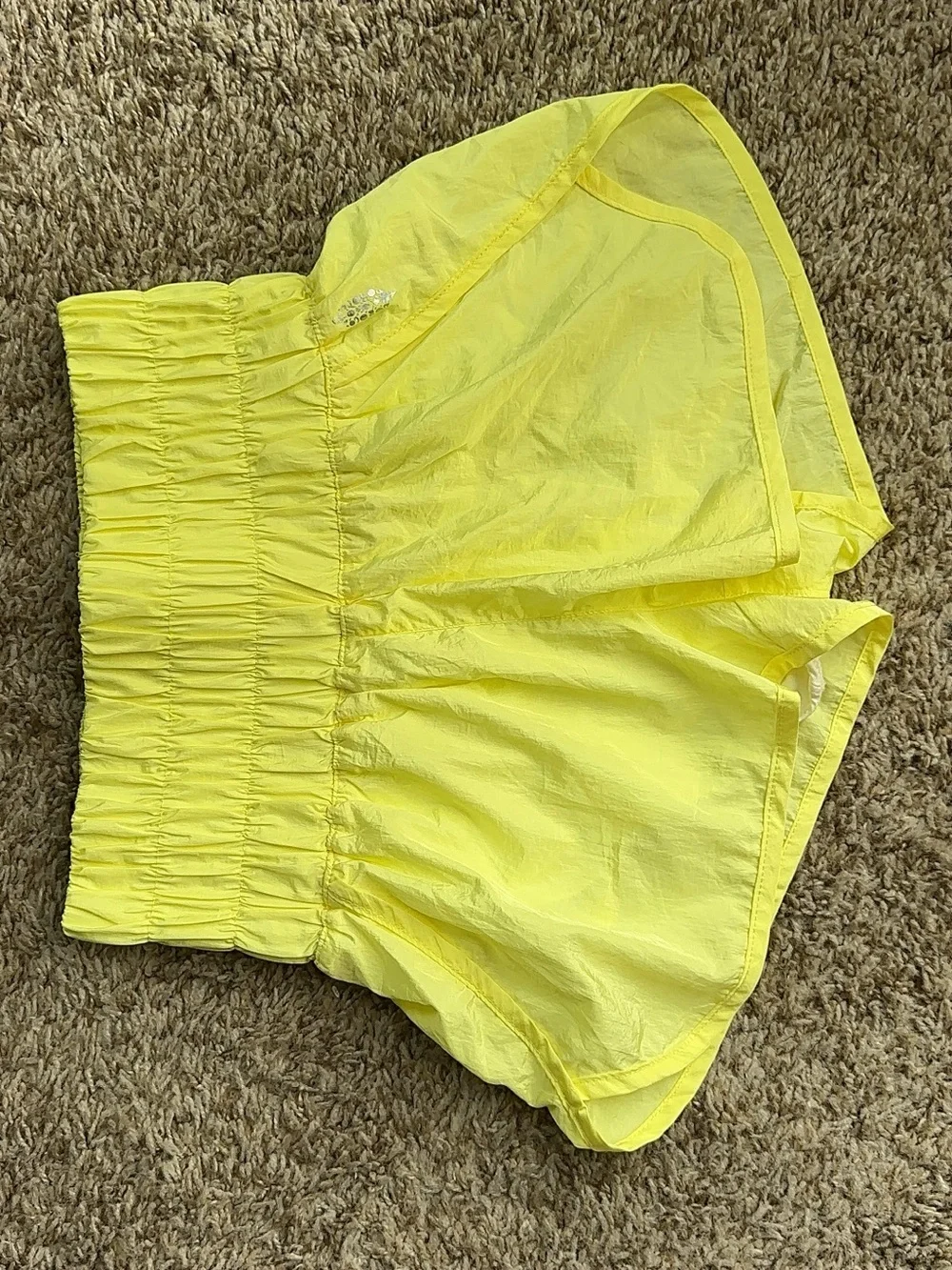 Free People FP Movement Bright Yellow Smocked Waist Lightweight Shorts